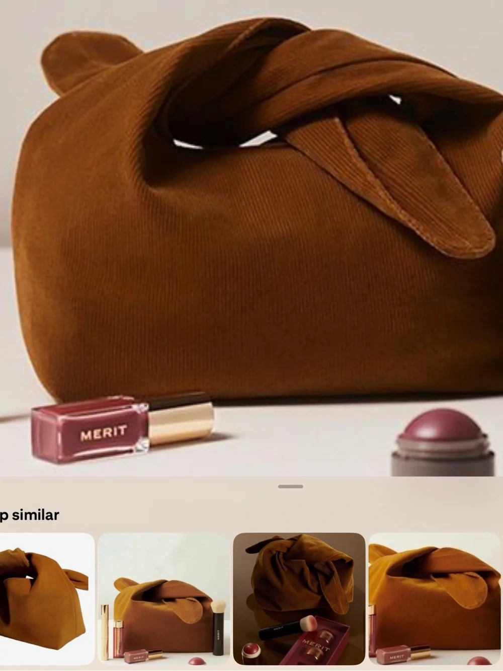 Merit Signature Corduroy Knot Cosmetic Bag in Mustard